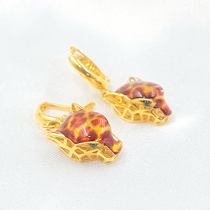 21K حلق تايجر مينا-مجوهرات الشيخ سعيد-Saeed Jewelry 