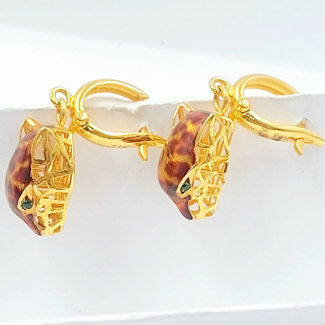 21K حلق تايجر مينا-مجوهرات الشيخ سعيد-Saeed Jewelry 