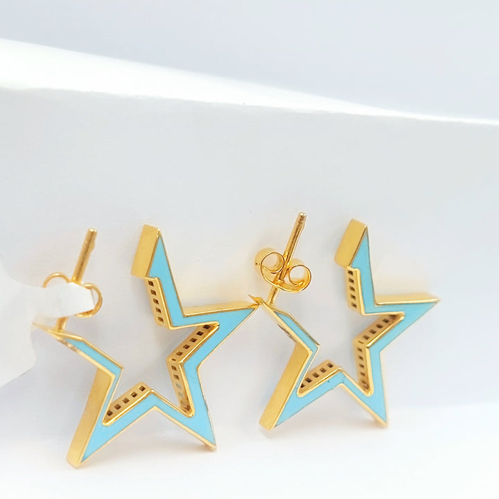 21K حلق نجمة مينا-مجوهرات الشيخ سعيد-Saeed Jewelry 