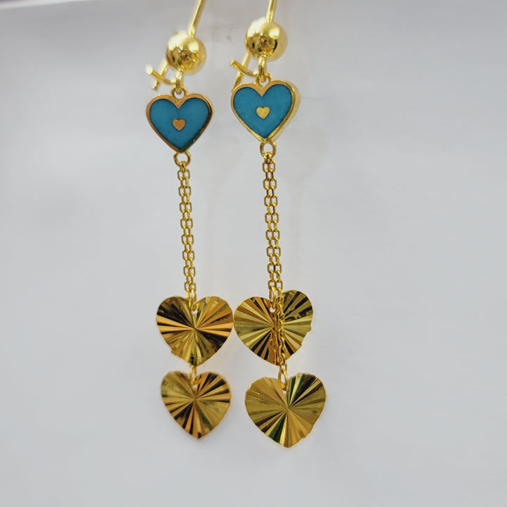 21K حلق قلب مينا-مجوهرات الشيخ سعيد-Saeed Jewelry 