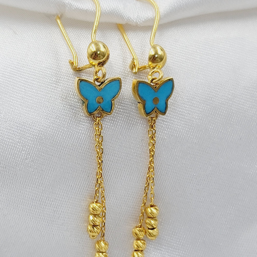 21K حلق فراشة مينا-مجوهرات الشيخ سعيد-Saeed Jewelry 