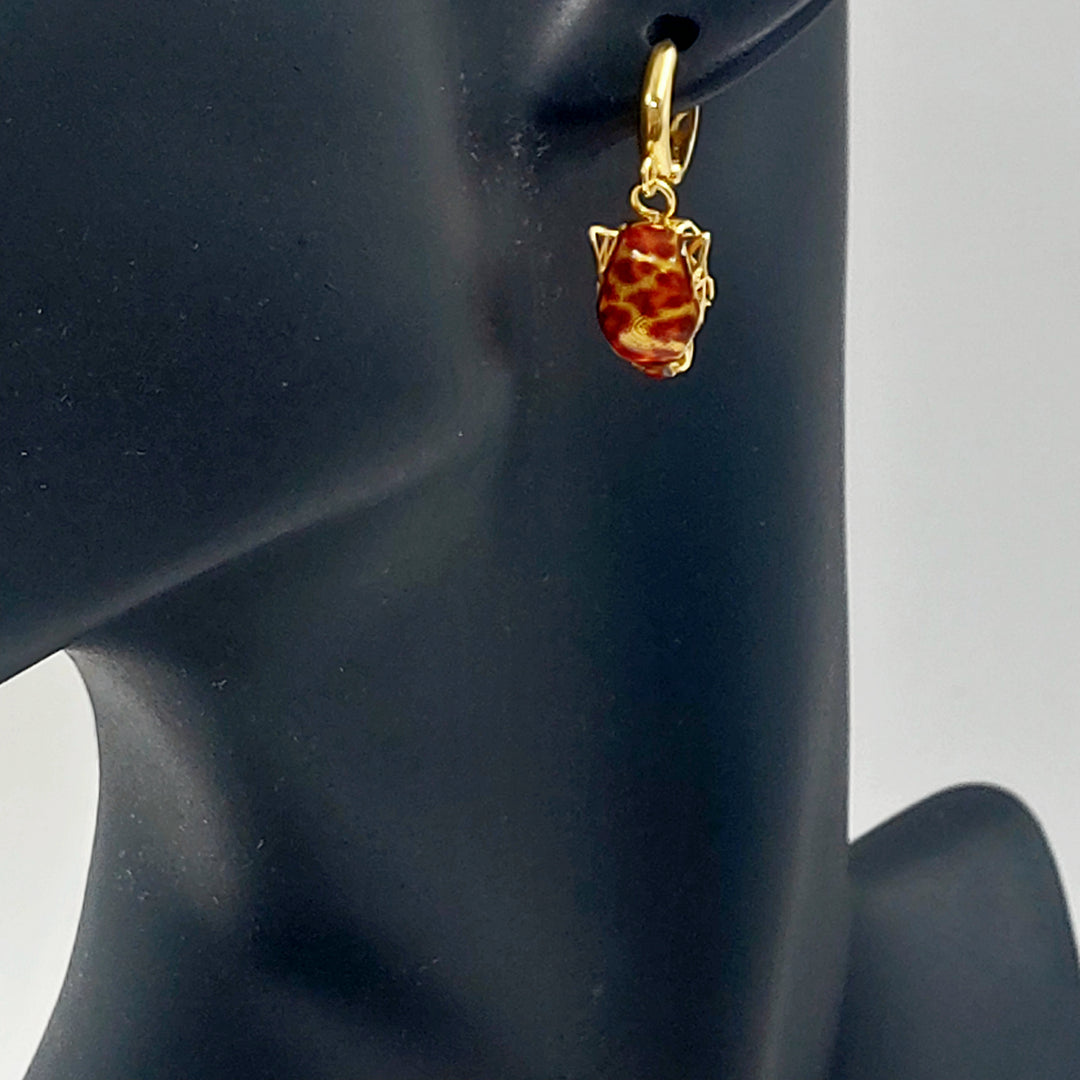 21K حلق تايجر مينا-مجوهرات الشيخ سعيد-Saeed Jewelry 