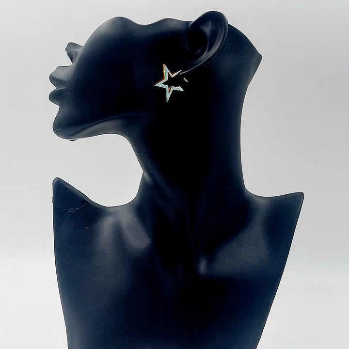 21K حلق نجمة مينا-مجوهرات الشيخ سعيد-Saeed Jewelry 