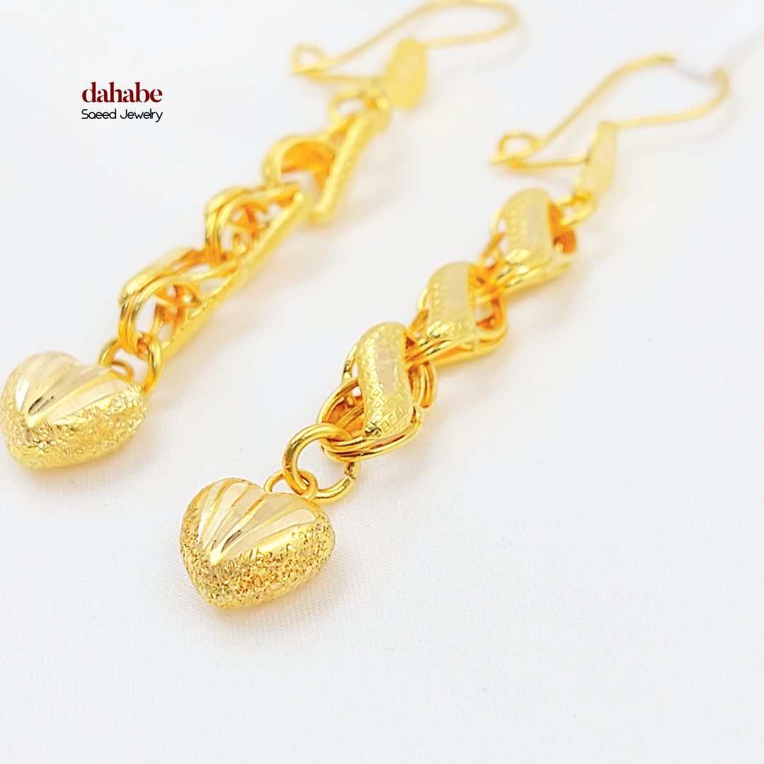 21K حلق شنكل قلب-مجوهرات الشيخ سعيد-Saeed Jewelry 
