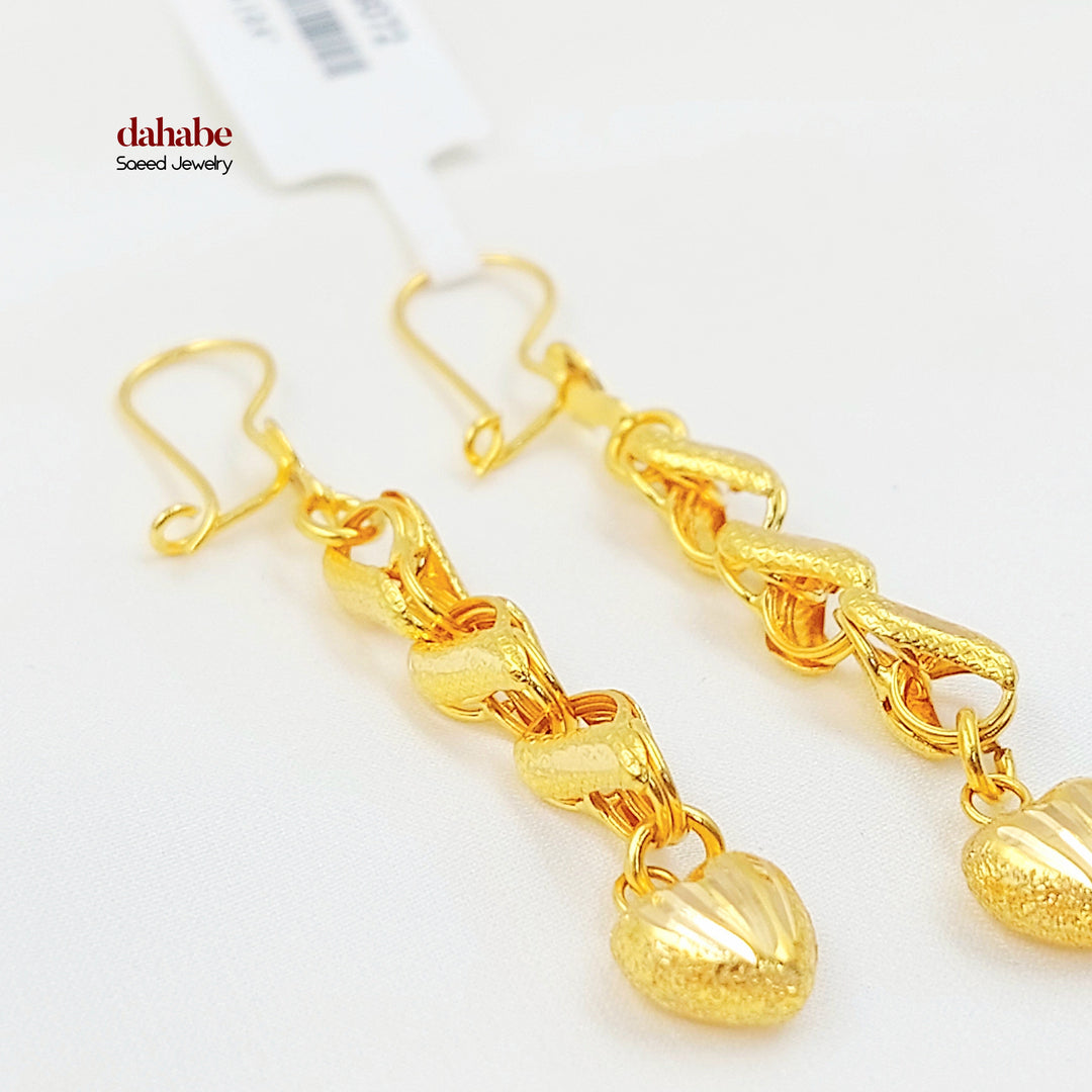 21K حلق شنكل قلب-مجوهرات الشيخ سعيد-Saeed Jewelry 