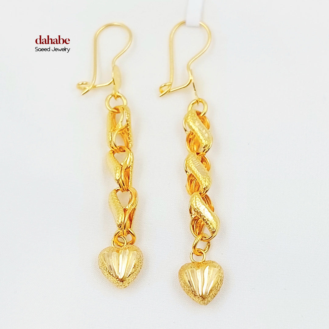 21K حلق شنكل قلب-مجوهرات الشيخ سعيد-Saeed Jewelry 