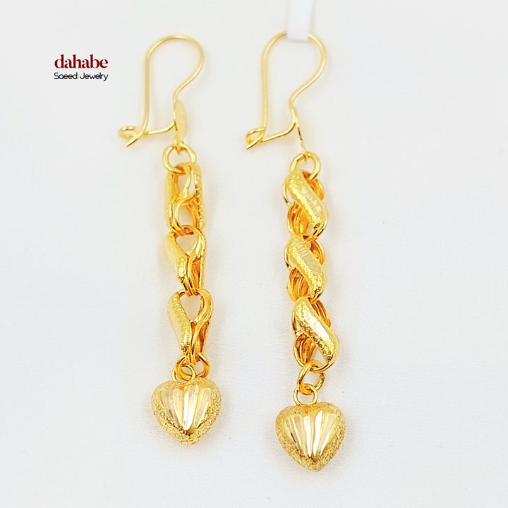 21K حلق شنكل قلب-مجوهرات الشيخ سعيد-Saeed Jewelry 