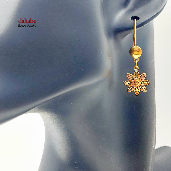 21K حلق ورق الشجر-مجوهرات الشيخ سعيد-Saeed Jewelry 
