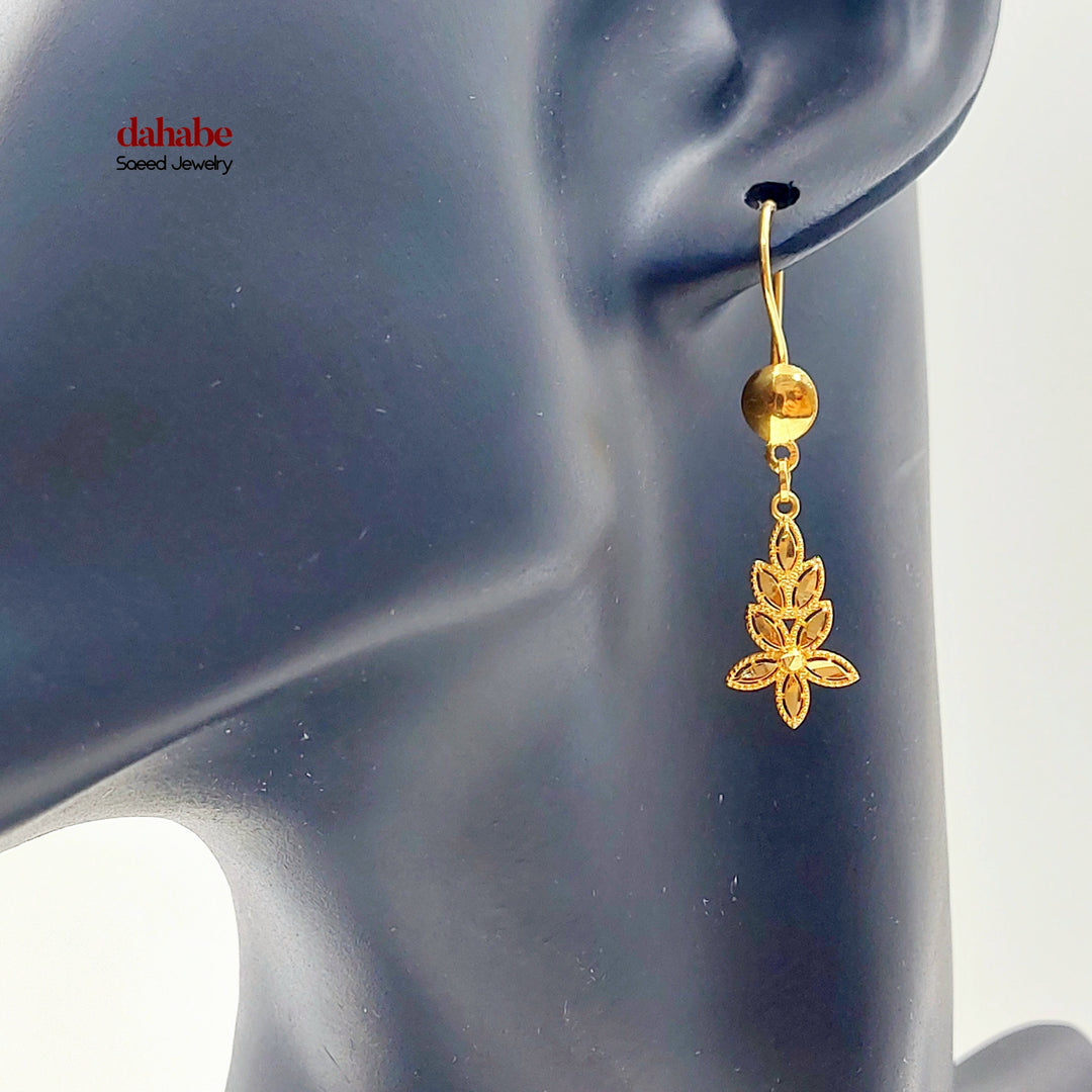 21K حلق ورق الشجر-مجوهرات الشيخ سعيد-Saeed Jewelry 