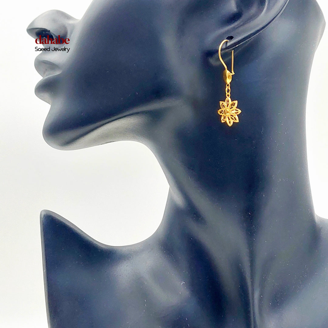 21K حلق ورق الشجر-مجوهرات الشيخ سعيد-Saeed Jewelry 
