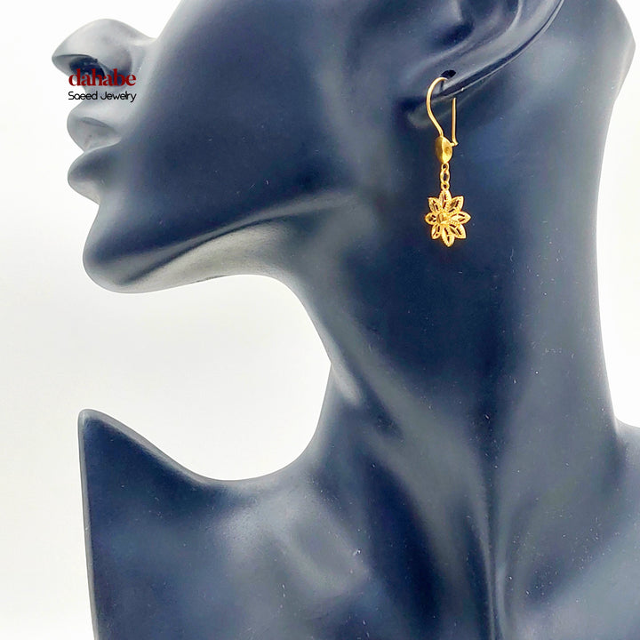 21K حلق ورق الشجر-مجوهرات الشيخ سعيد-Saeed Jewelry 