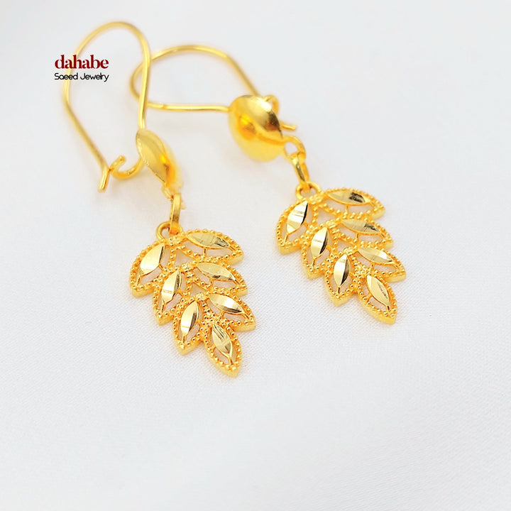 21K حلق ورق الشجر-مجوهرات الشيخ سعيد-Saeed Jewelry 