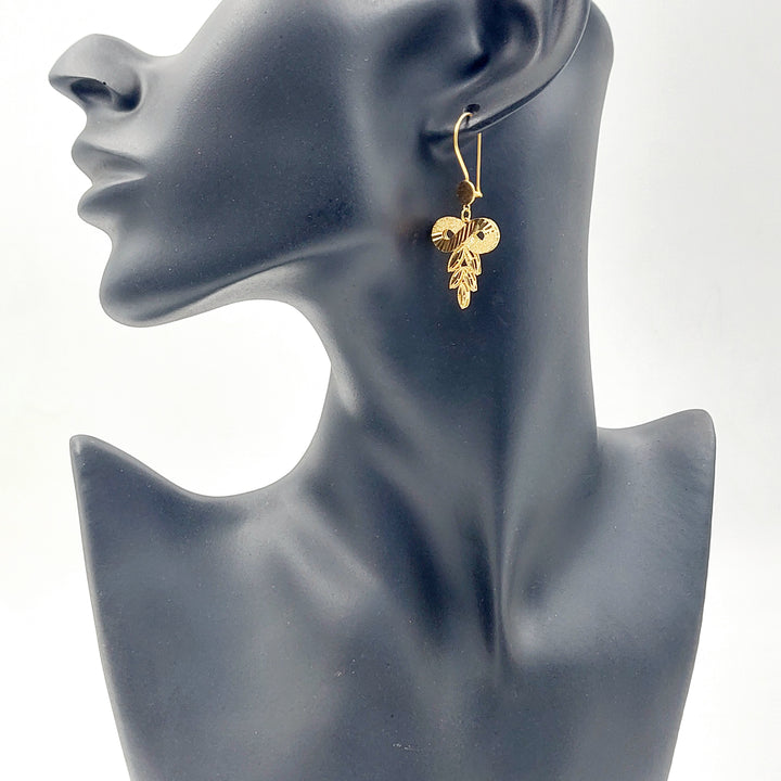 21K حلق ورق الشجر-مجوهرات الشيخ سعيد-Saeed Jewelry 