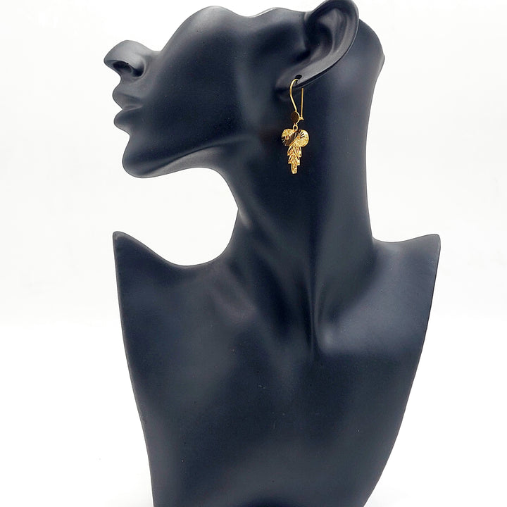 21K حلق ورق الشجر-مجوهرات الشيخ سعيد-Saeed Jewelry 