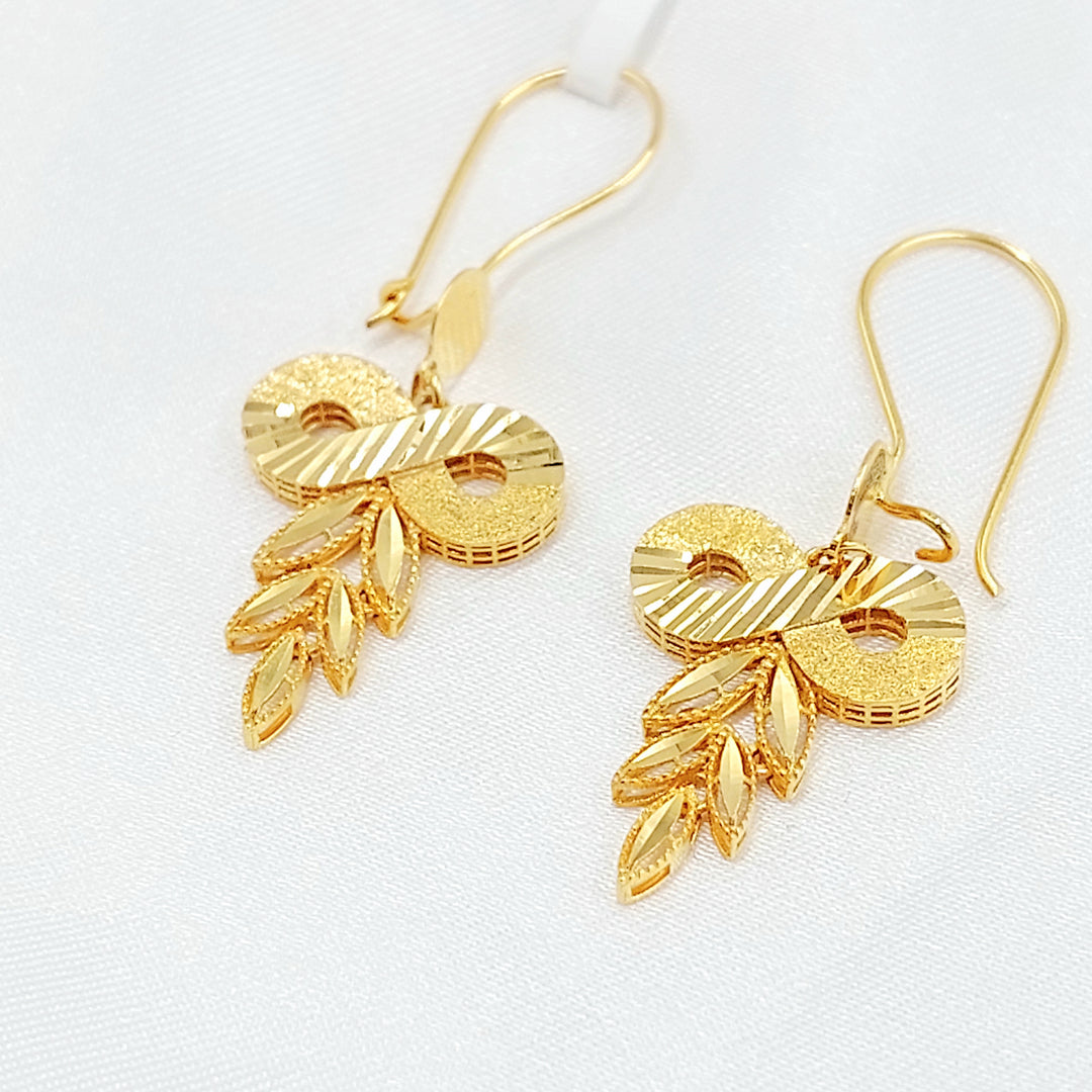 21K حلق ورق الشجر-مجوهرات الشيخ سعيد-Saeed Jewelry 