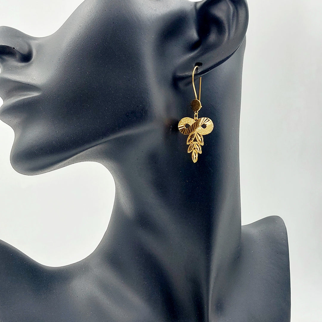 21K حلق ورق الشجر-مجوهرات الشيخ سعيد-Saeed Jewelry 