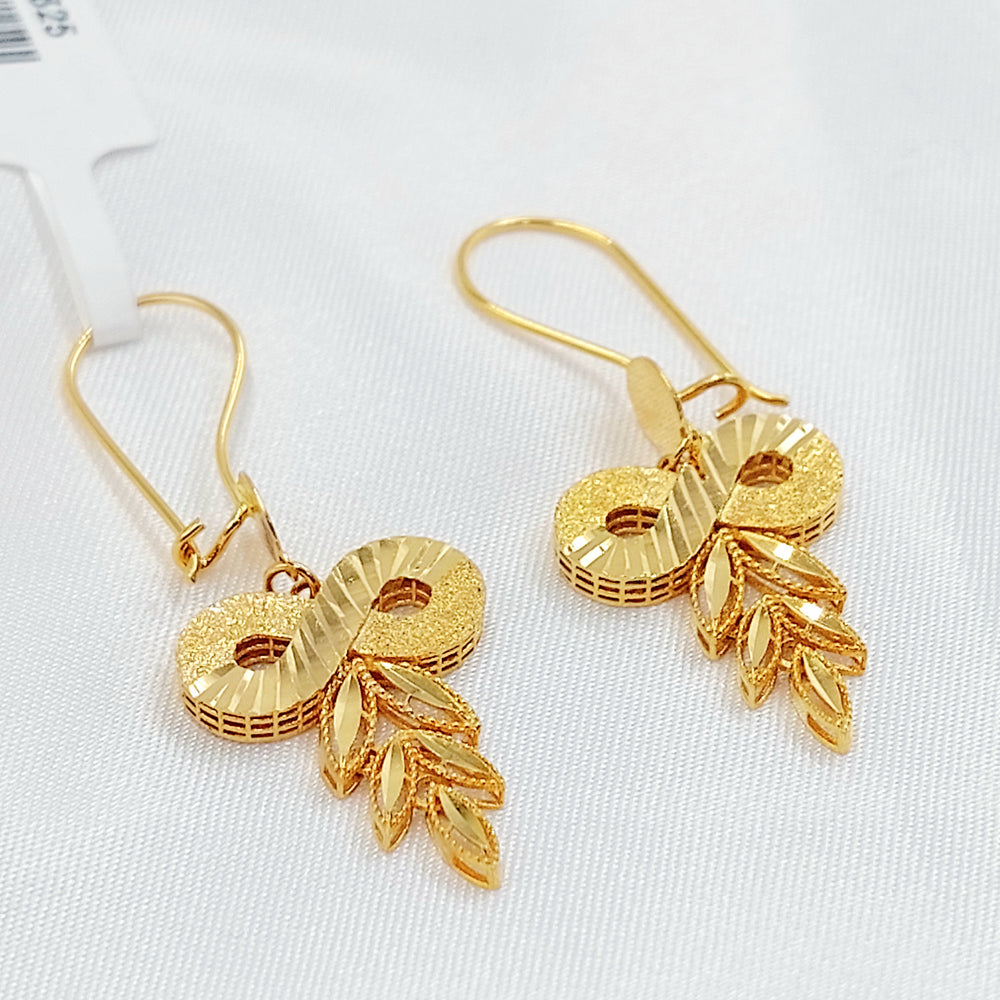 21K حلق ورق الشجر-مجوهرات الشيخ سعيد-Saeed Jewelry 