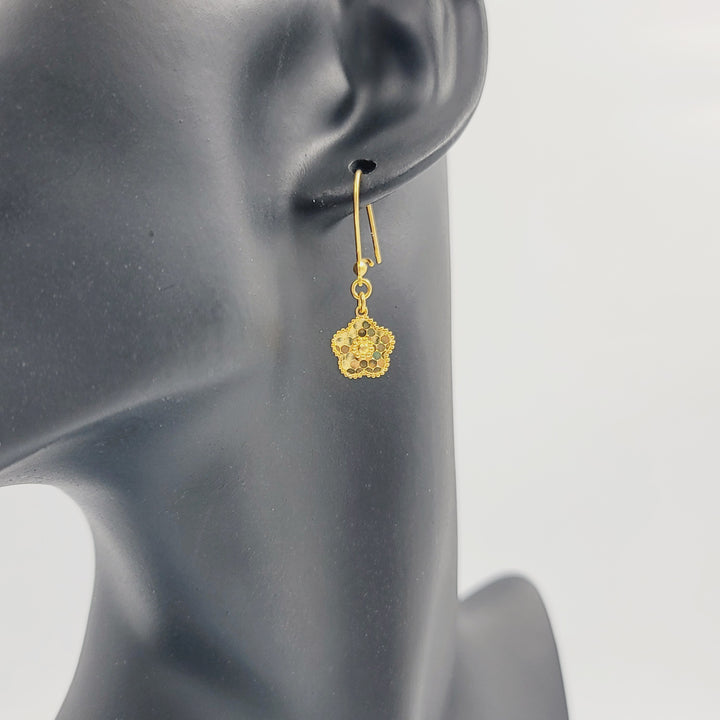 21K حلق وردة-مجوهرات الشيخ سعيد-Saeed Jewelry 