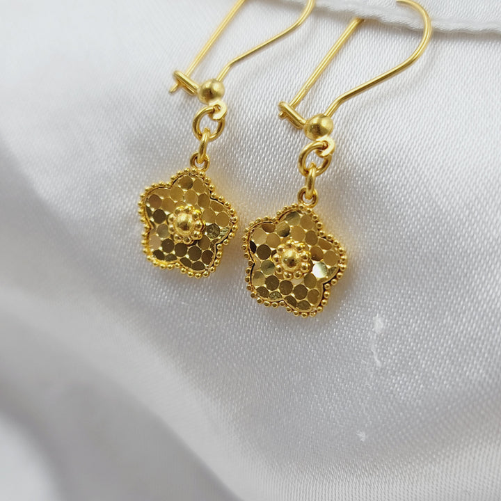 21K حلق وردة-مجوهرات الشيخ سعيد-Saeed Jewelry 