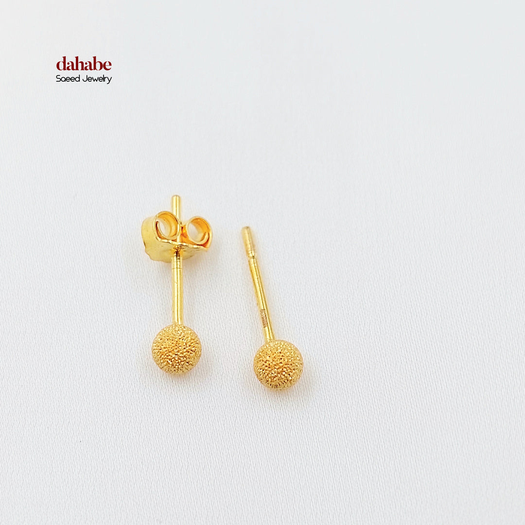 21K حلق طابات برغي-مجوهرات الشيخ سعيد-Saeed Jewelry 