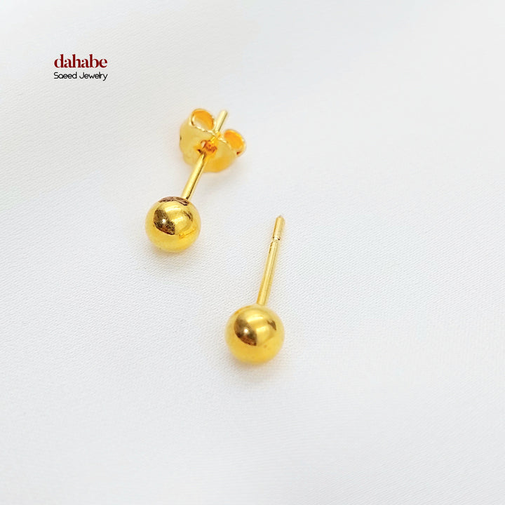 21K حلق طابات برغي-مجوهرات الشيخ سعيد-Saeed Jewelry 