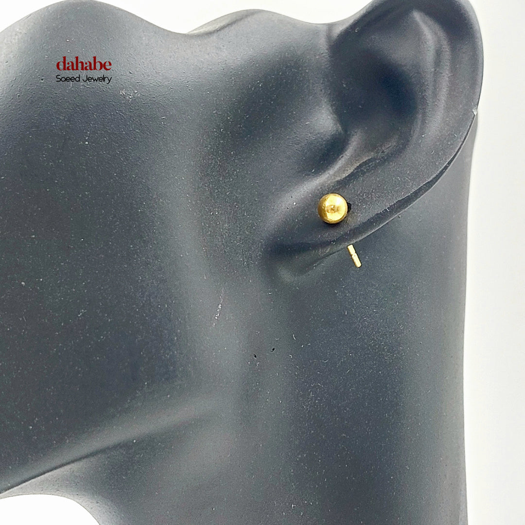 21K حلق طابات برغي-مجوهرات الشيخ سعيد-Saeed Jewelry 