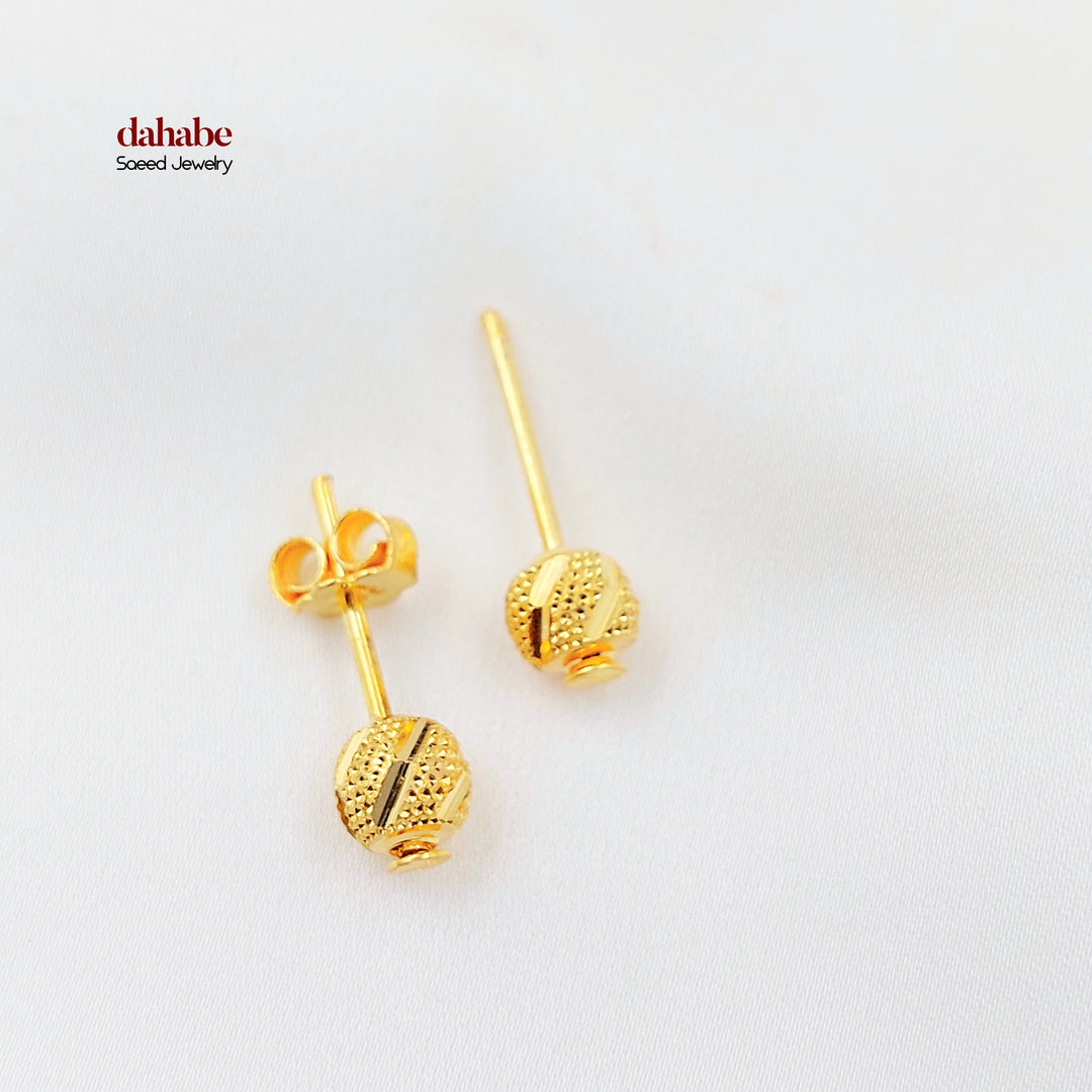 21K حلق طابات برغي-مجوهرات الشيخ سعيد-Saeed Jewelry 