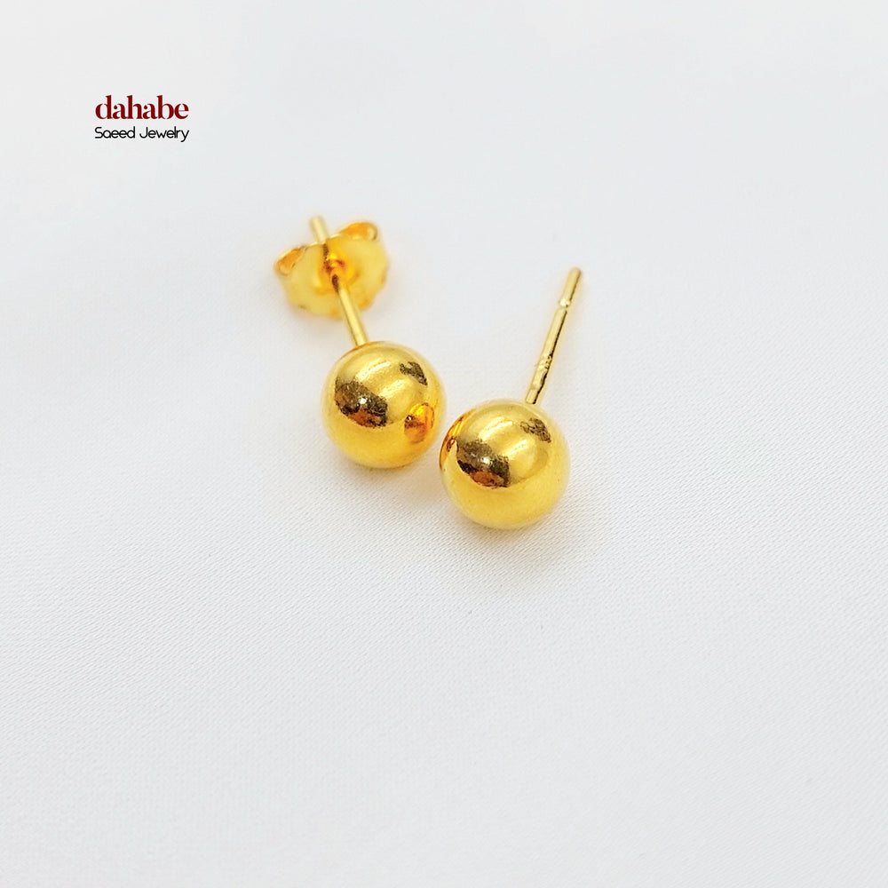 21K حلق طابات برغي-مجوهرات الشيخ سعيد-Saeed Jewelry 