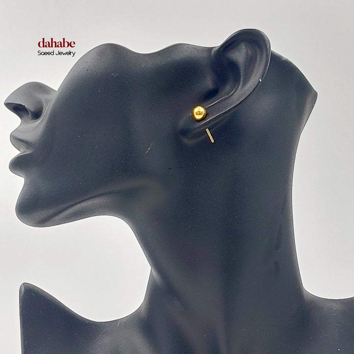 21K حلق طابات برغي-مجوهرات الشيخ سعيد-Saeed Jewelry 