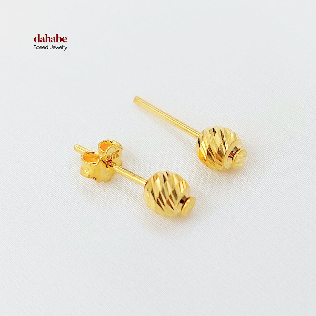 21K حلق طابات برغي-مجوهرات الشيخ سعيد-Saeed Jewelry 