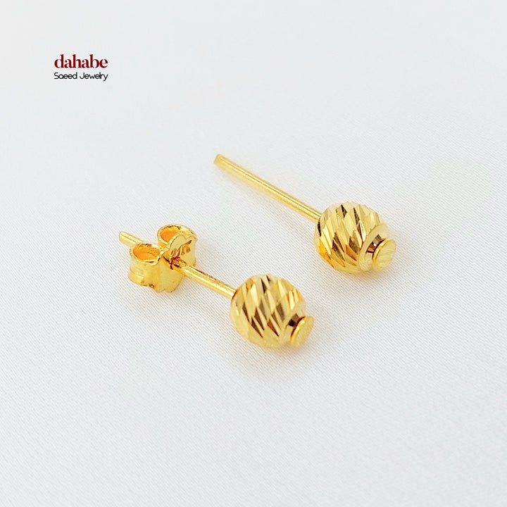 21K حلق طابات برغي-مجوهرات الشيخ سعيد-Saeed Jewelry 