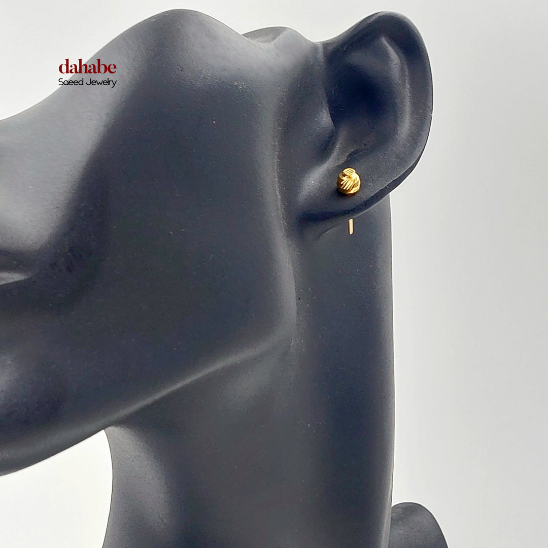 21K حلق طابات برغي-مجوهرات الشيخ سعيد-Saeed Jewelry 
