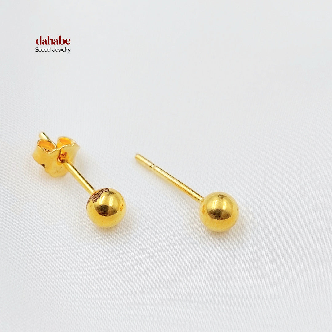 21K حلق طابات برغي-مجوهرات الشيخ سعيد-Saeed Jewelry 