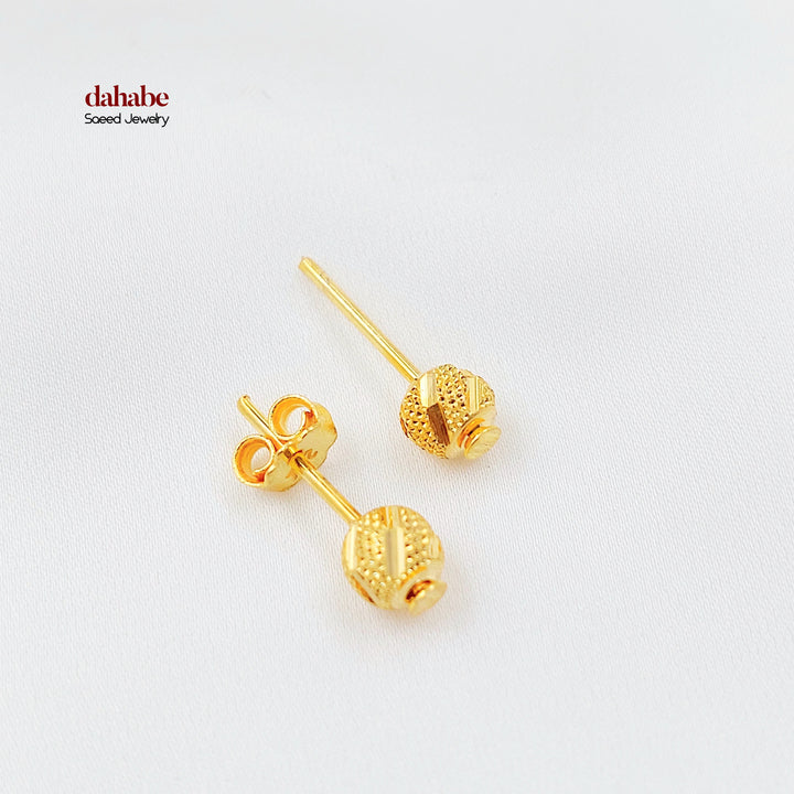21K حلق طابات برغي-مجوهرات الشيخ سعيد-Saeed Jewelry 