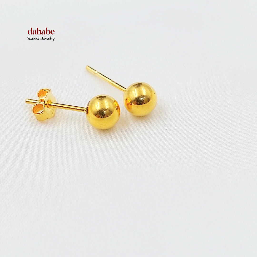 21K حلق طابات برغي-مجوهرات الشيخ سعيد-Saeed Jewelry 