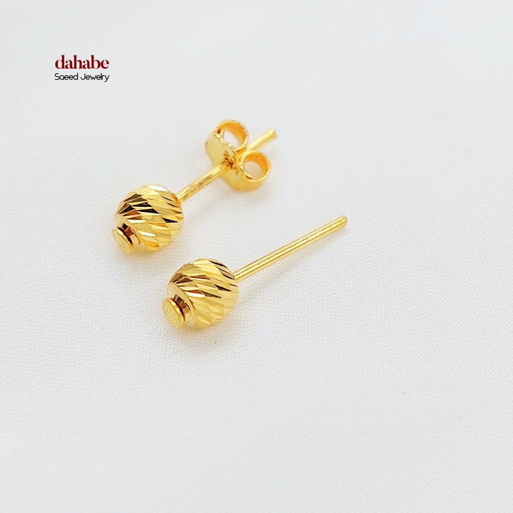 21K حلق طابات برغي-مجوهرات الشيخ سعيد-Saeed Jewelry 