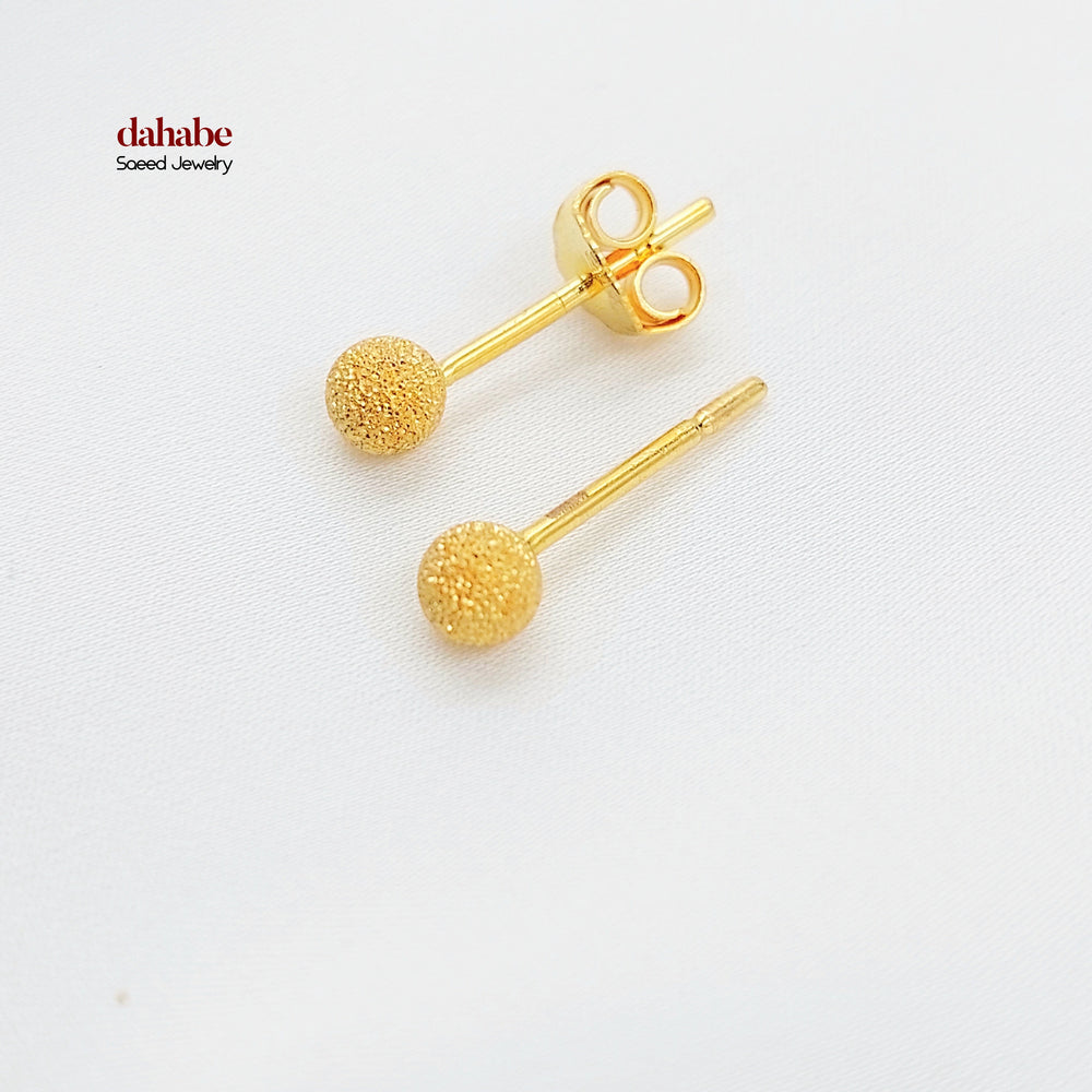 21K حلق طابات برغي-مجوهرات الشيخ سعيد-Saeed Jewelry 