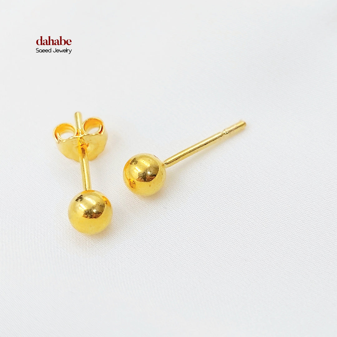 21K حلق طابات برغي-مجوهرات الشيخ سعيد-Saeed Jewelry 