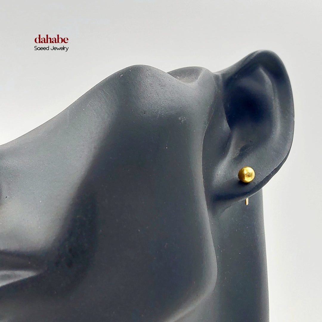 21K حلق طابات برغي-مجوهرات الشيخ سعيد-Saeed Jewelry 