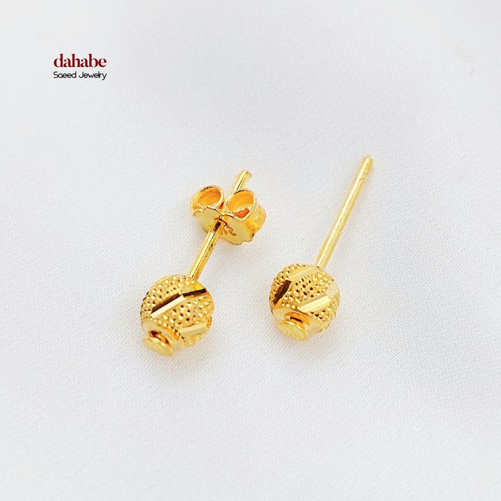 21K حلق طابات برغي-مجوهرات الشيخ سعيد-Saeed Jewelry 