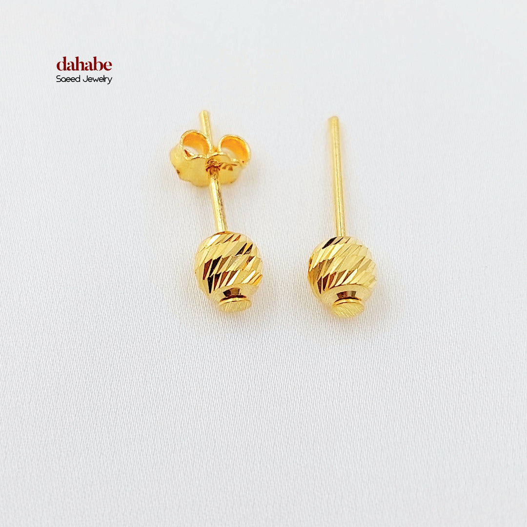 21K حلق طابات برغي-مجوهرات الشيخ سعيد-Saeed Jewelry 