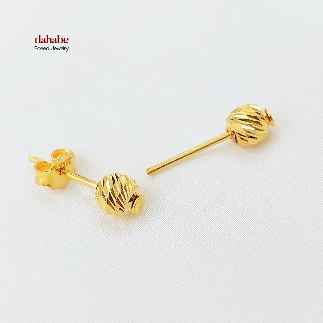21K حلق طابات برغي-مجوهرات الشيخ سعيد-Saeed Jewelry 