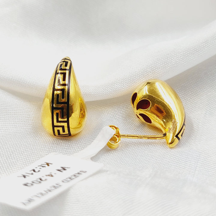 21K حلق لوزة برغي-مجوهرات الشيخ سعيد-Saeed Jewelry 