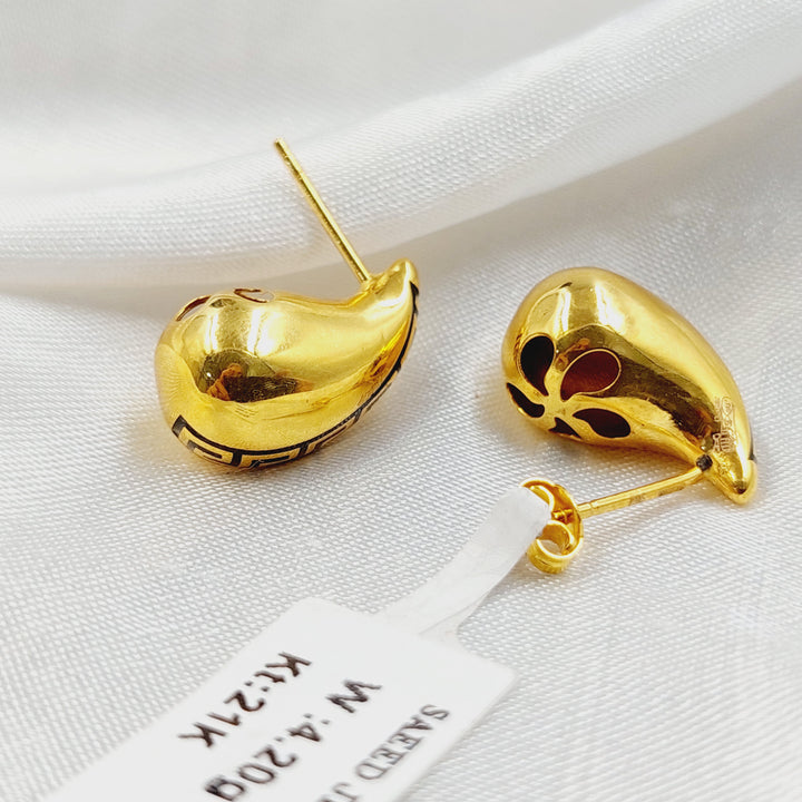 21K حلق لوزة برغي-مجوهرات الشيخ سعيد-Saeed Jewelry 