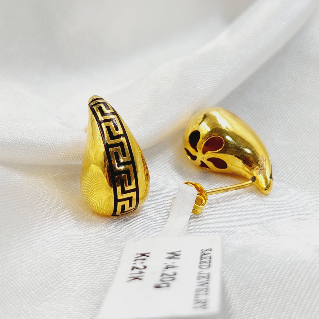 21K حلق لوزة برغي-مجوهرات الشيخ سعيد-Saeed Jewelry 