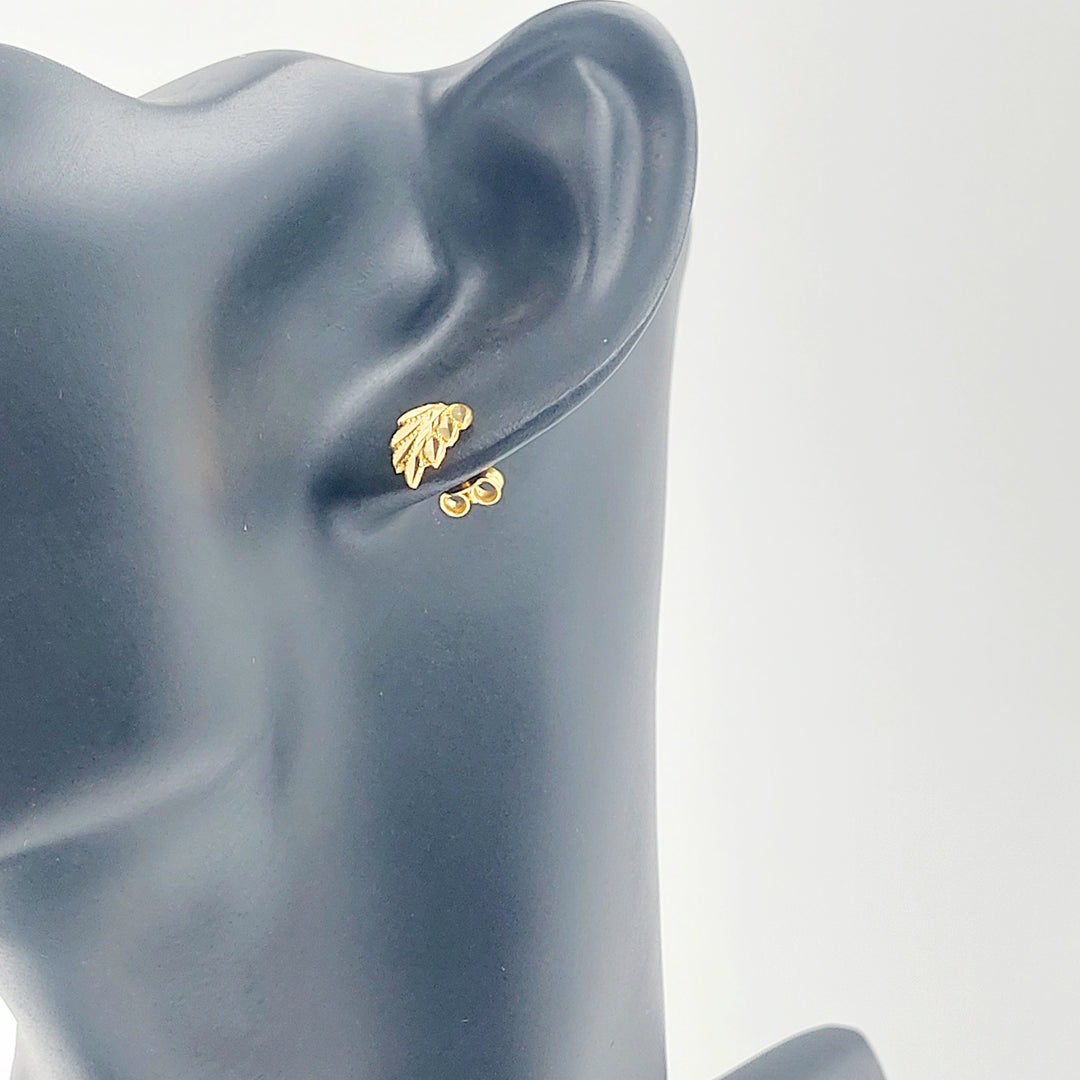 21K حلق ورق الشجر برغي-مجوهرات الشيخ سعيد-Saeed Jewelry 