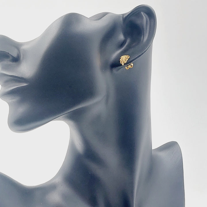 21K حلق ورق الشجر برغي-مجوهرات الشيخ سعيد-Saeed Jewelry 