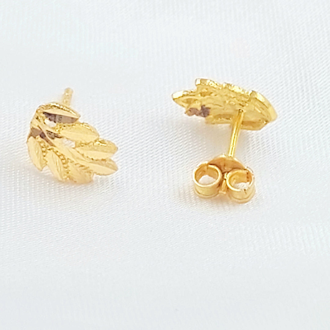 21K حلق ورق الشجر برغي-مجوهرات الشيخ سعيد-Saeed Jewelry 