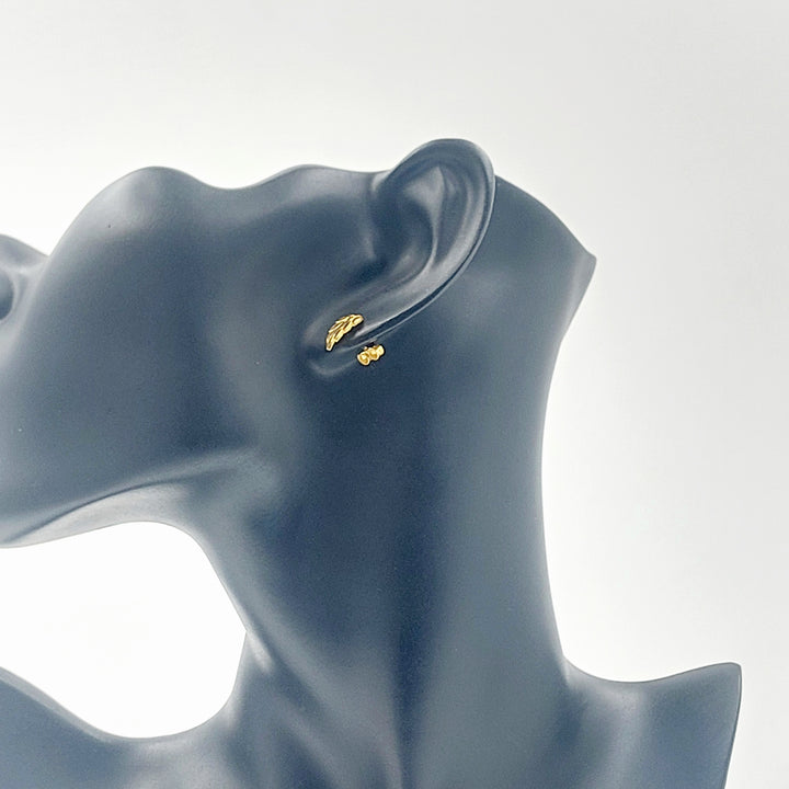 21K حلق ورق الشجر برغي-مجوهرات الشيخ سعيد-Saeed Jewelry 