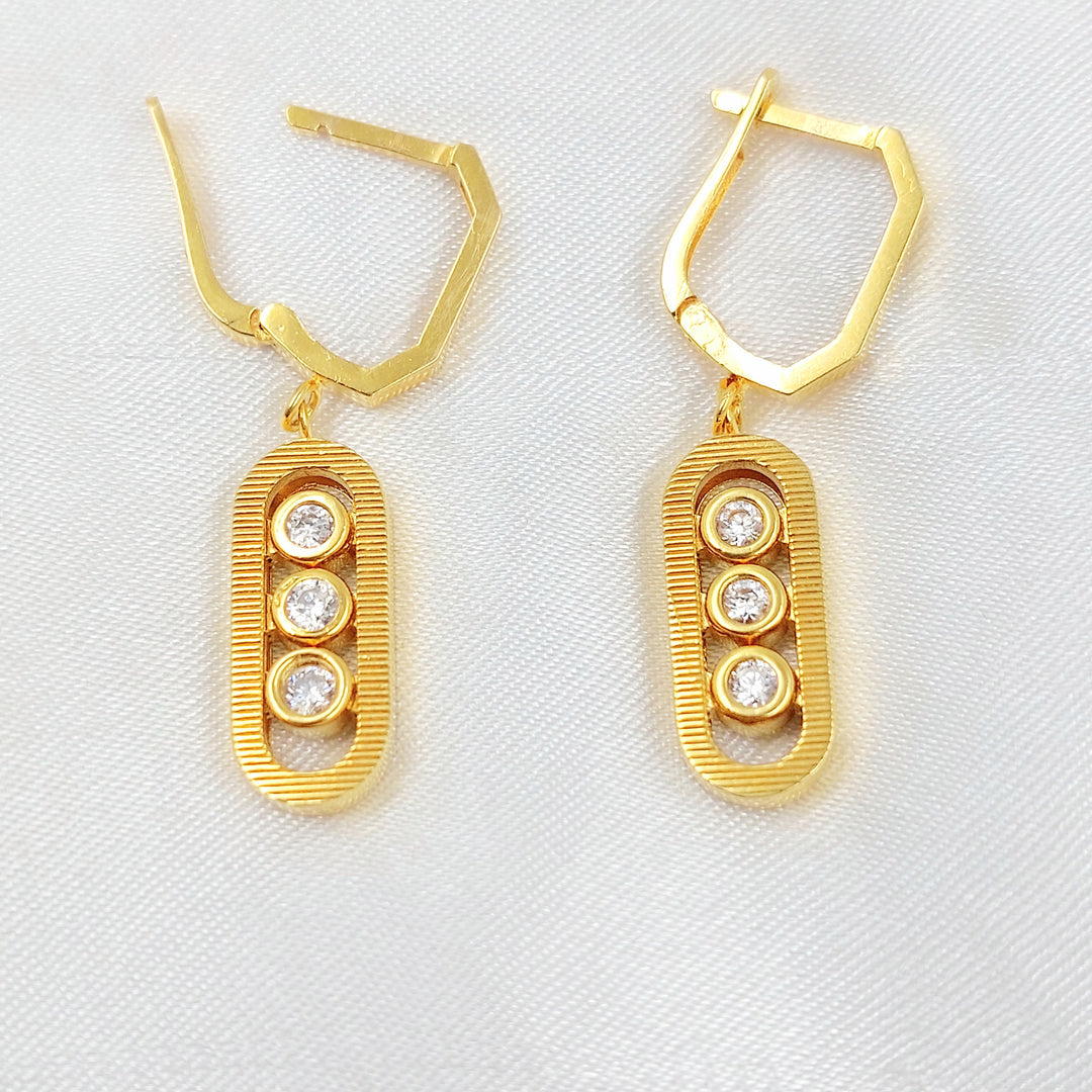 21K حلق اكسترا مرصع-مجوهرات الشيخ سعيد-Saeed Jewelry 